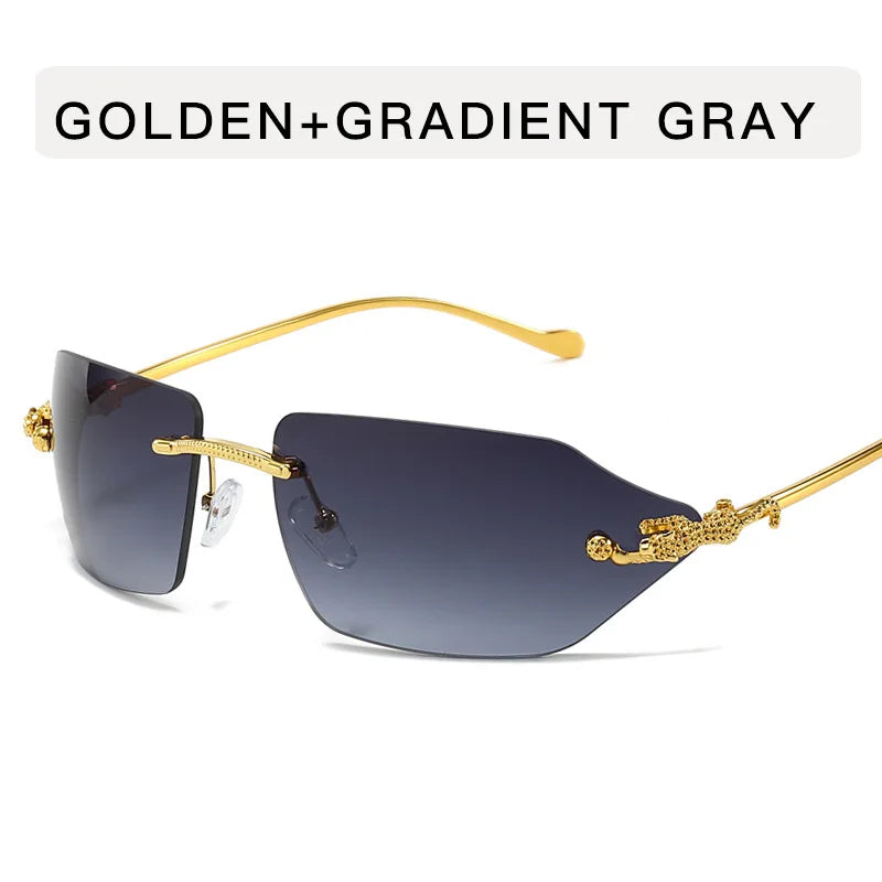 Men's Sunglasses Fashion Rectangle Women Metal Luxury Brand Leopard Head Sun glasses Classic Oculos Masculino Glasses UV400