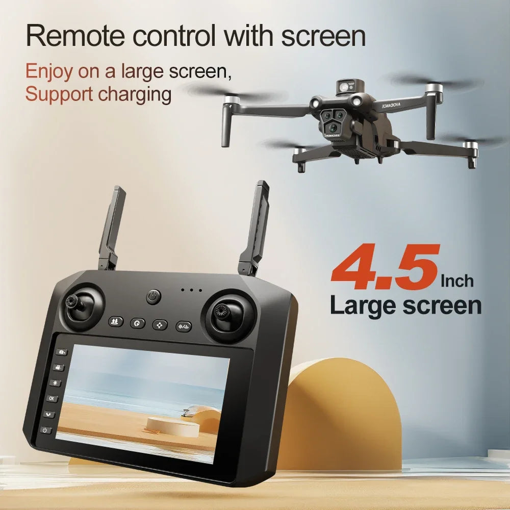 New U33MAX RC Drone Screen Gps 4K Professinal with Wide Angle Triple HD Camera Foldable RC Helicopter Brushless Motor WIFI Drone