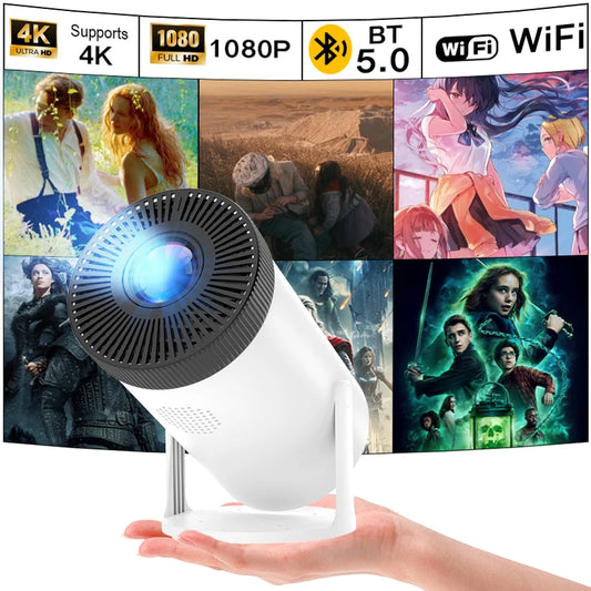 Portable 4K Home Cinema Projector HY300 Android OS 300 ANSI Lumens Dual-Band WiFi 6 Bluetooth 5.0  1080P Phone Screen Mirroring