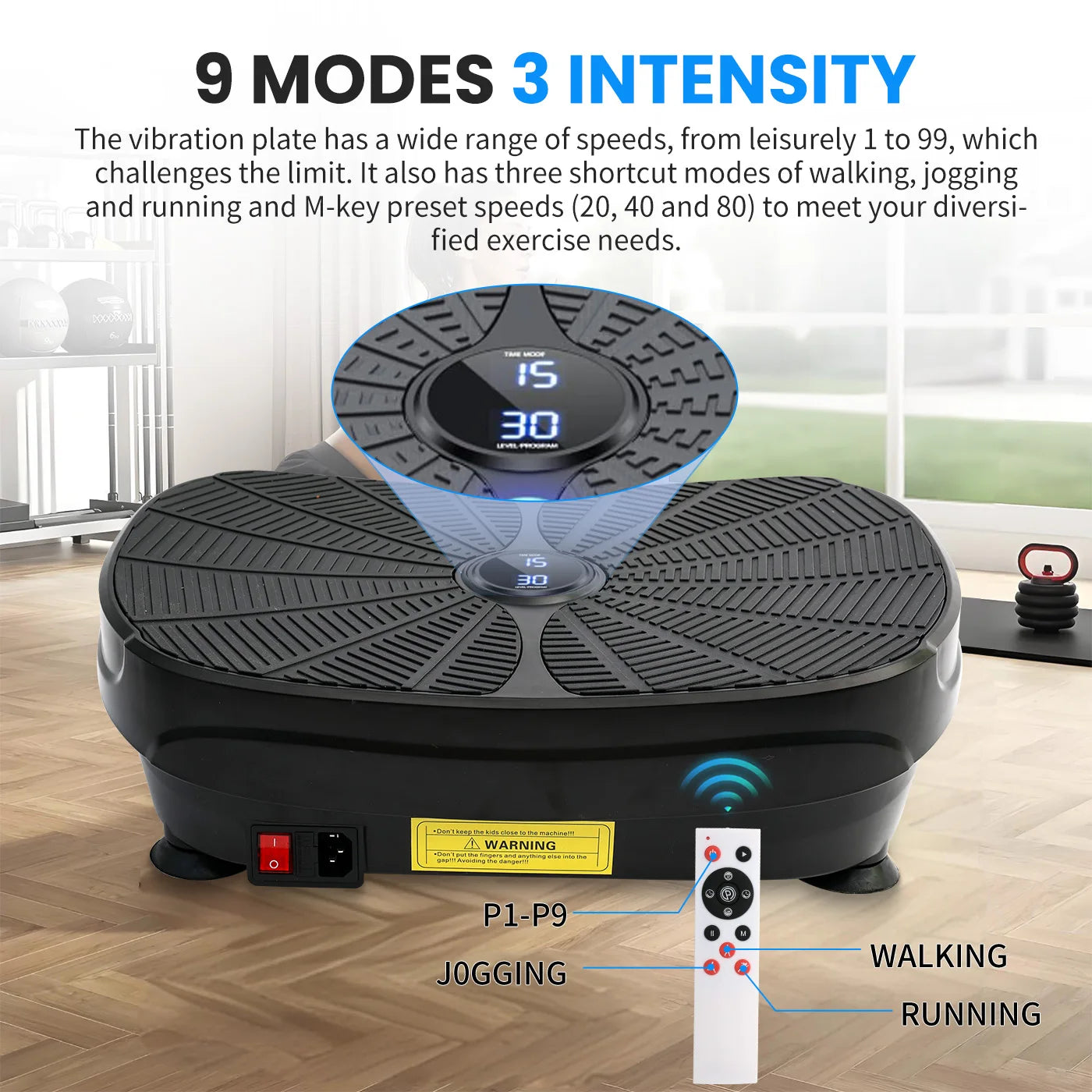 Vibration Plate Exercise Machine Whole Body Workout Power Vibration Fitness Lazy Slimming With Resistance Bands Remote Control