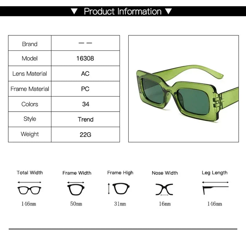 Women's Sunglasses 2025 Fashion Vintage Rectangle Frame Purple Pink Square Glasses Girls Sun Glasses Ladies Eyewear UV400