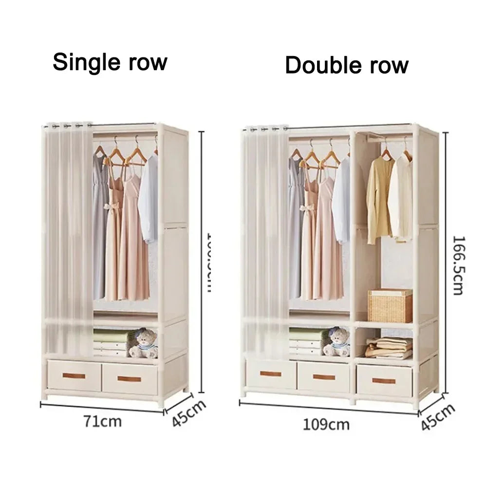 Simple Wardrobe Dustproof Wardrobe with Drawers Household Assembled Simple Storage Armoire Large Capacity Bedroom Furniture