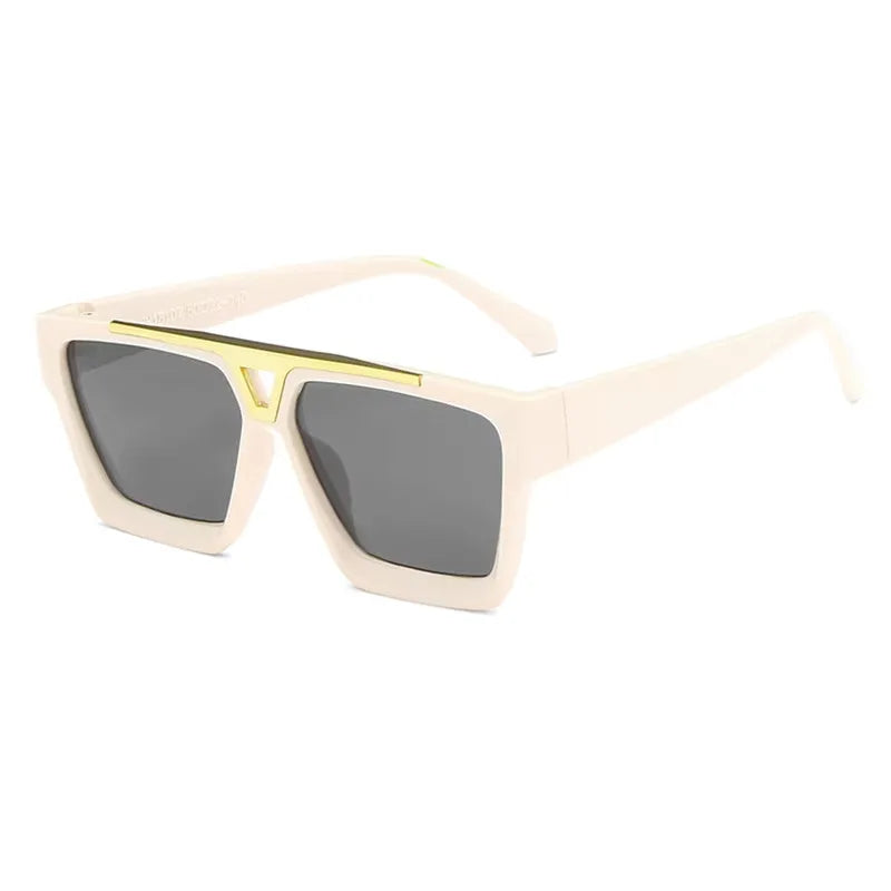 Letter V Sunglasses For Women Men Fashion Retro Square Frame Driving Black UV400 Lens Sun Glasses Trend Design Unisex Eyewear