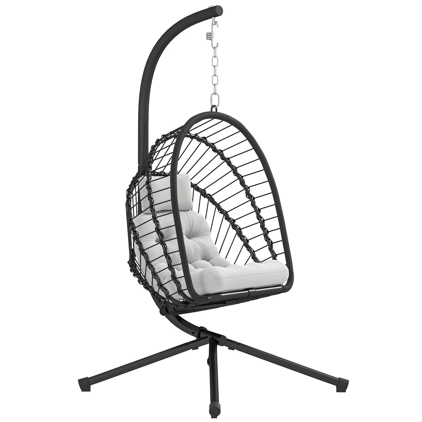 Outsunny PE Hanging Swing Chair w/ Thick Cushion, Patio Hanging Chair, Black