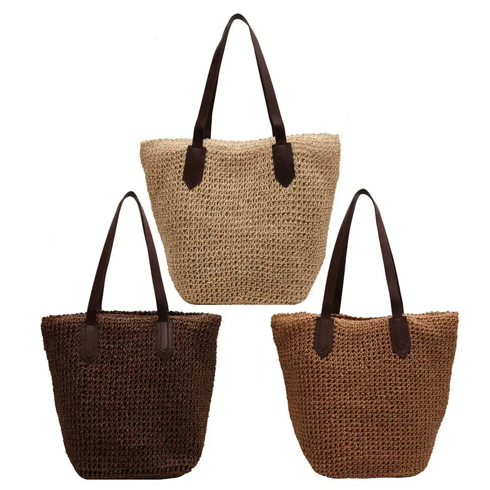 Women Shouder Bag Bohemian Straw Underarm Bag Summer Beach Woven Armpit Bag Large Casual Knitted Bag Shopping Bags