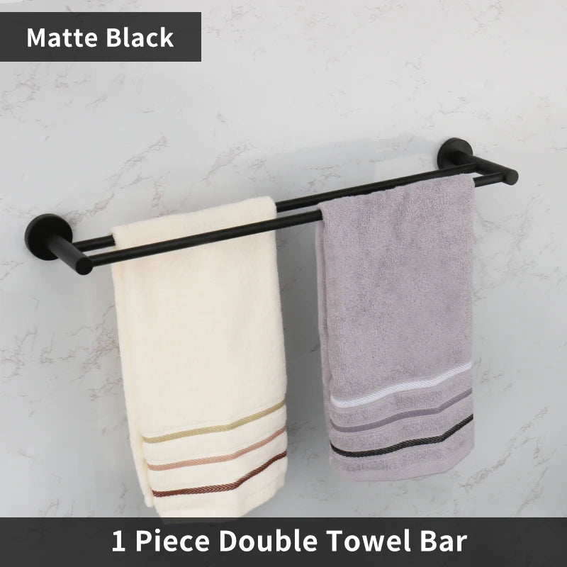 Bathroom Accessories Towel Rack Shelf Bar Roll Paper Holder With Cover Hand Towel Bar Holder Robe Hook Toilet Brush Holder Black