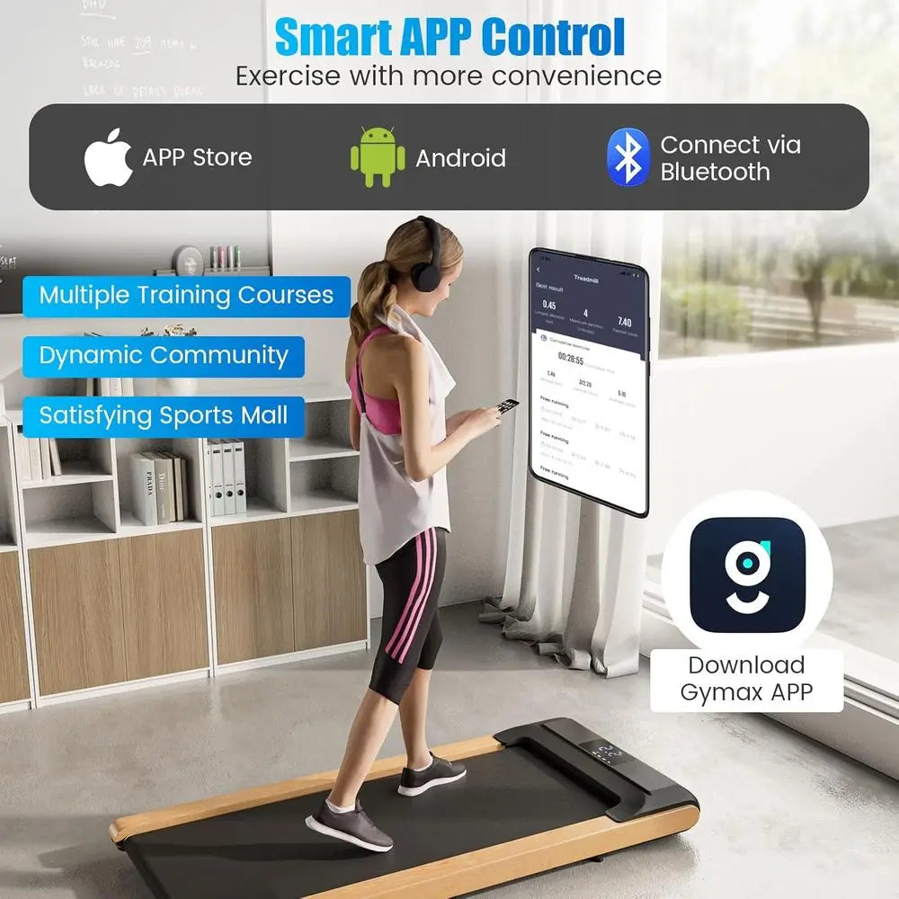Compact Desk Treadmill - 2.25HP, Smart App, LED Display, 7-Layer Belt, 0.6-3.8 MPH for Home & Office