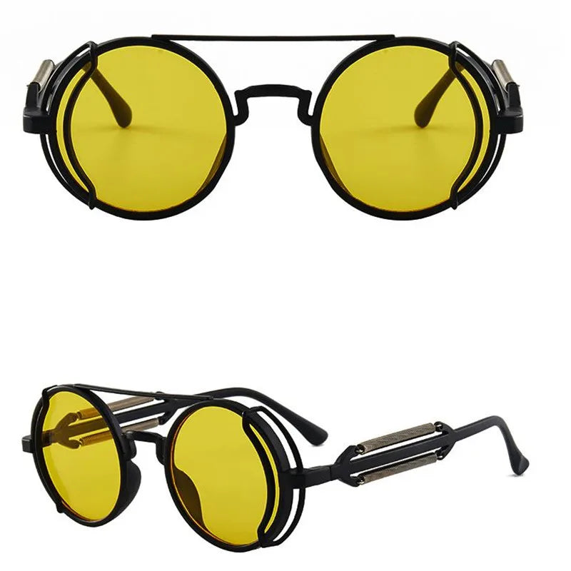 Steampunk Round Sunglasses for Men Luxury Designer Metal Frame Unisex Sun Glasses Men Women Outdoor Riding Sports Sunglasses