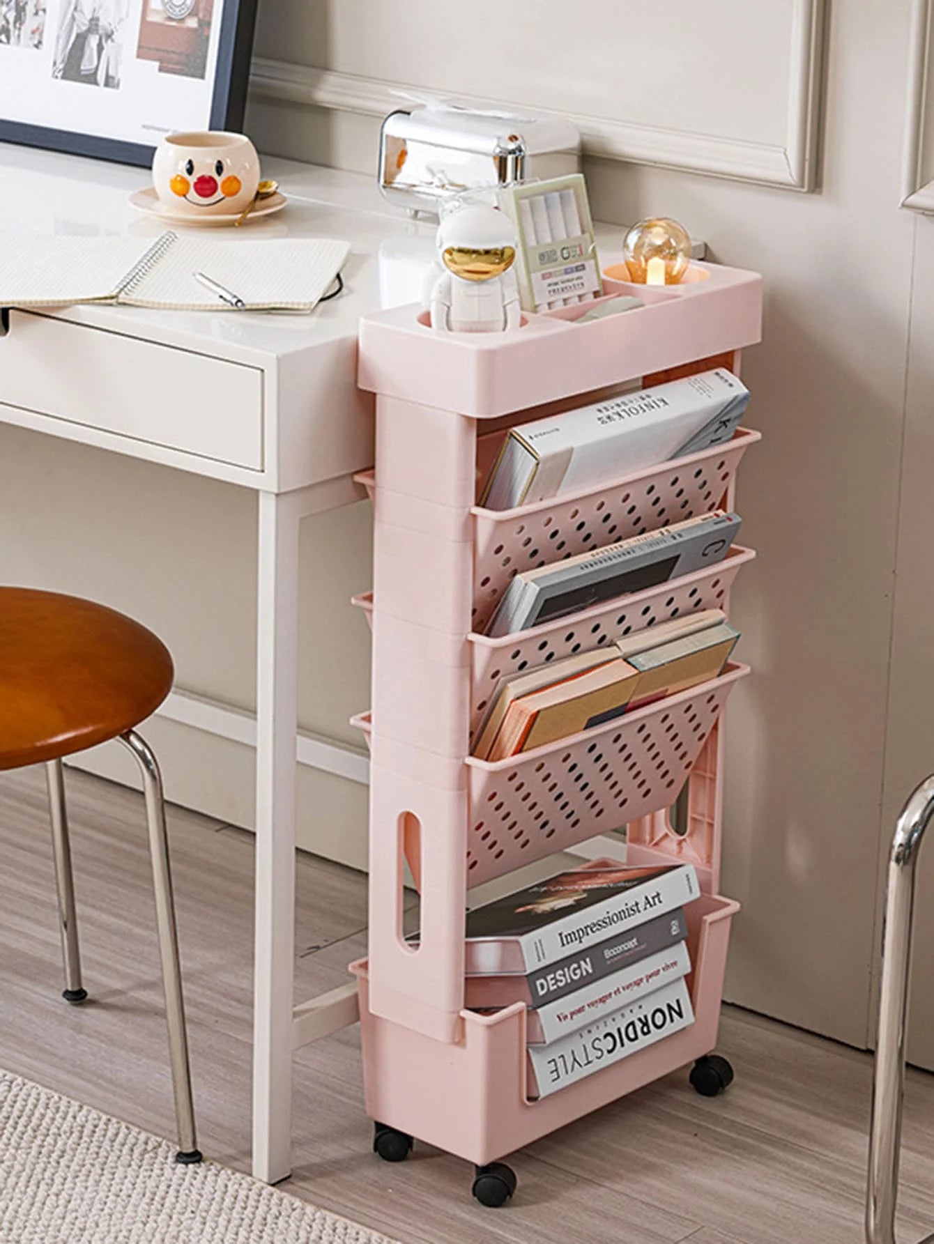 new model Storage Rack Bookshelf Table Simple Multi-Layer Bookshelf Convenient Children's Room Organizer Space-Saving Design