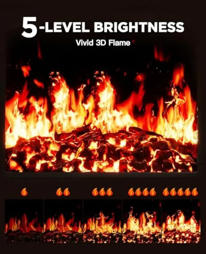 Electric Fireplace Heater with App & Remote, Quick Heating, Low Noise, Timer for Living Room/Bedroom