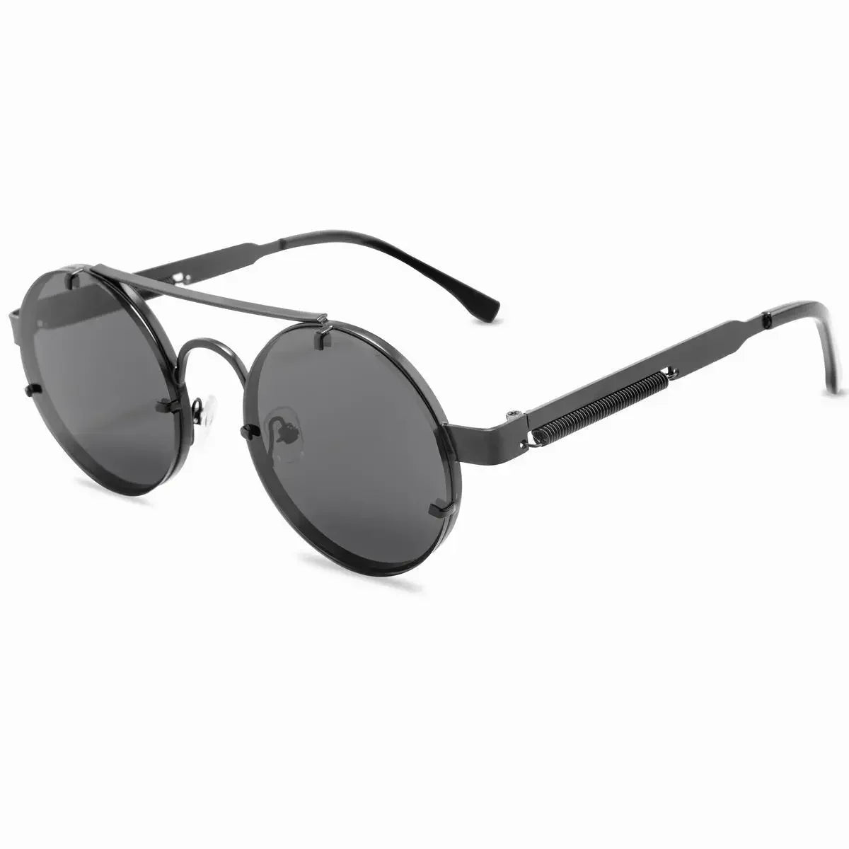 Round Steampunk Sunglasses Men Vintage Rimless Sun Glasses For Women Metal Punk Sun Glasses Elastic Temples Lentes De Sol