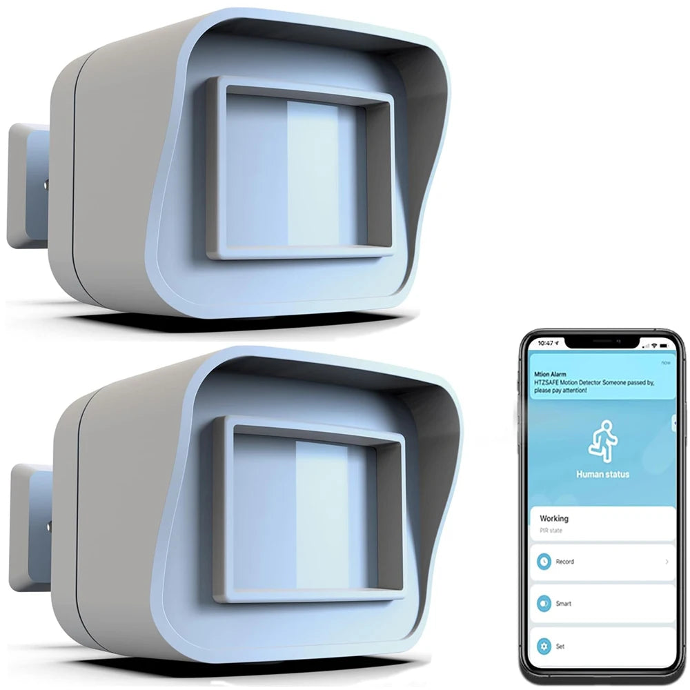 HTZSAFE Smart Motion Sensor-WiFi Motion Detector-Smart Outdoor Home Security-Weather Resistant-Remote APP Notifications