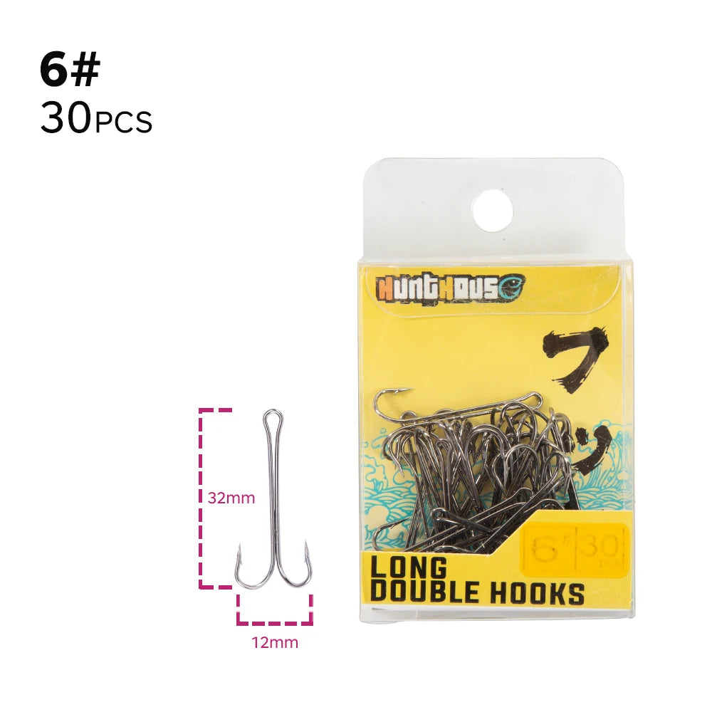 Hunthouse 2020 sharp Double Hook long fishing stainless hooks with soft lure sharp high carbon steel long treble hooks
