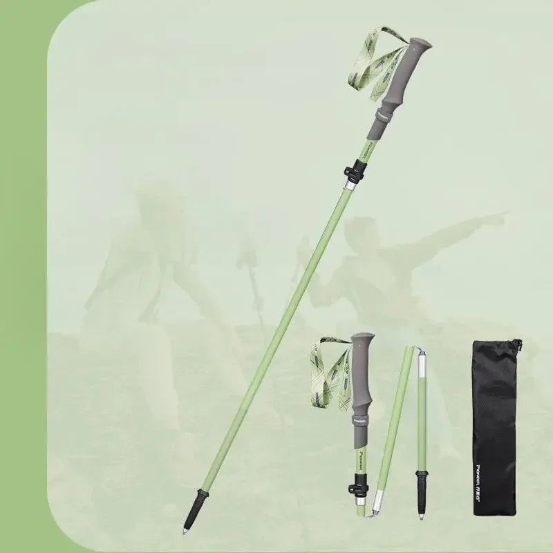 Ultralight folding trekking pole with external lock telescopic carbon fiber hiking cane climbing crutch outdoor equipment