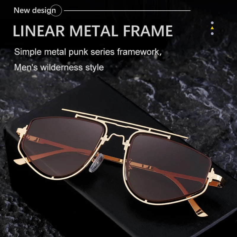 Trendy Gothic Steampunk Square Sunglasses for Men Futuristic Punk Eyewear Metal Frame Drving Shades UV400 Protection Sun Glasses