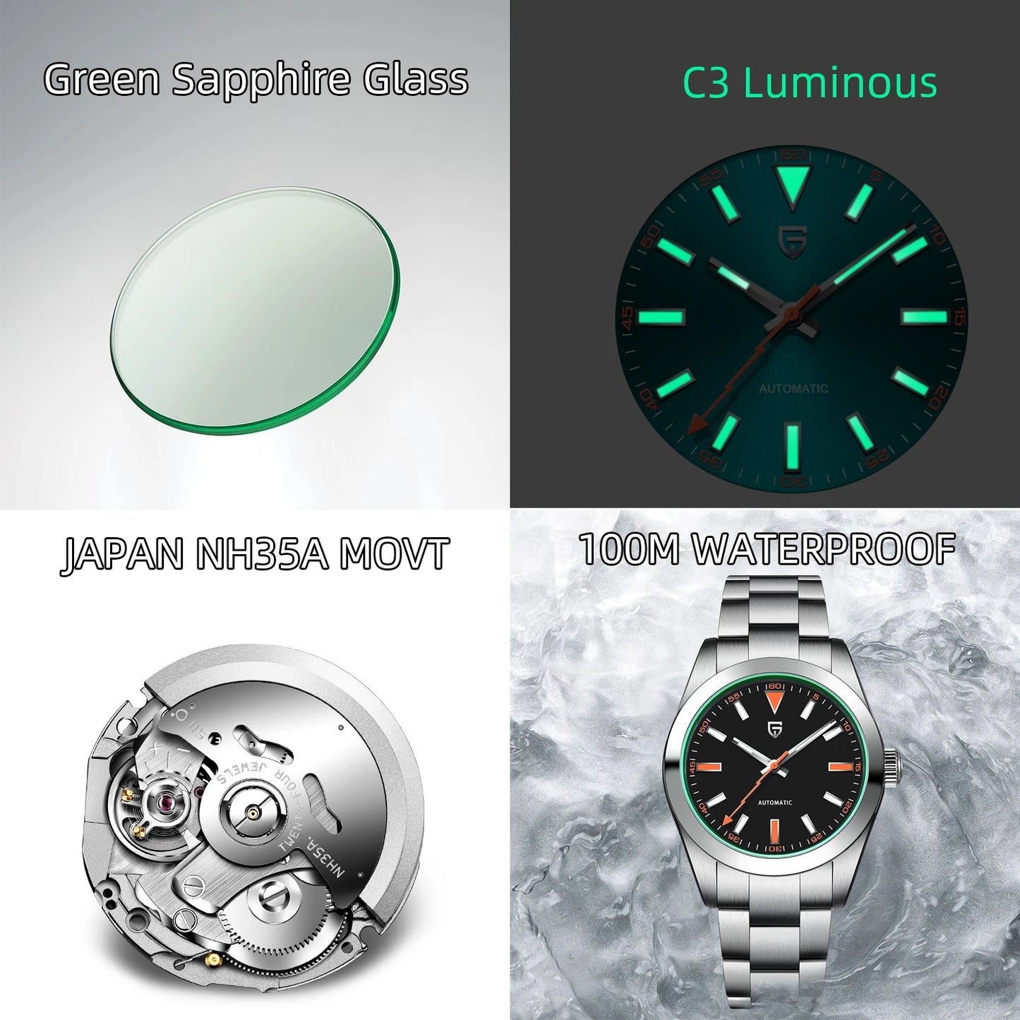 PAGANI DESIGN 2024 New Z-Blue Men's Mechanical Watches Luxury Sapphire Glass Automatic Watch For Men NH35A Stainless steel Clock