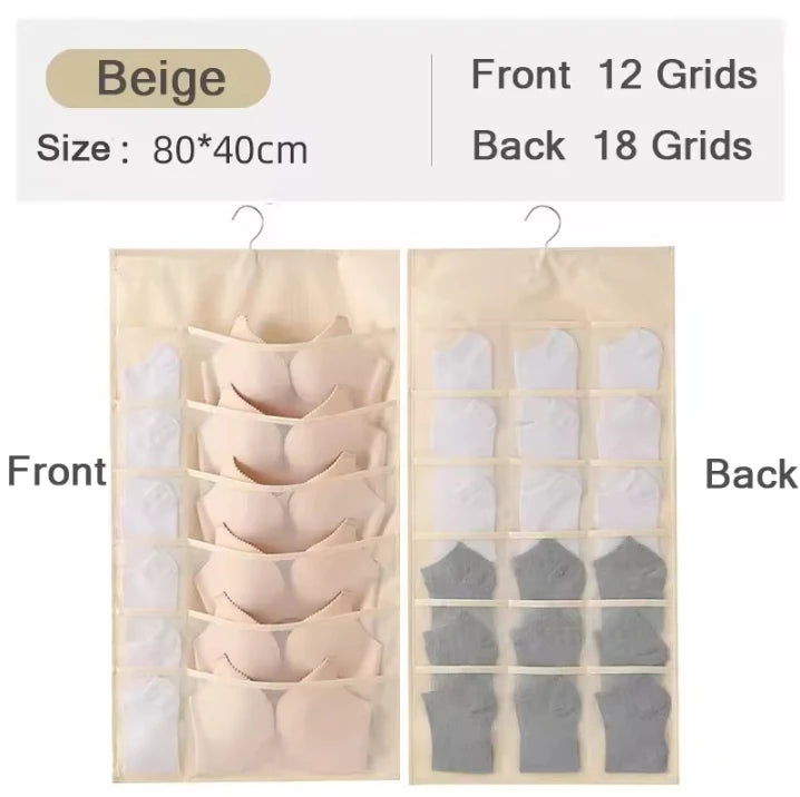 Wardrobe Closet Transparent Storage Bag Hanging Handbag Organizer Underwear Bra Organizer Storage Washable