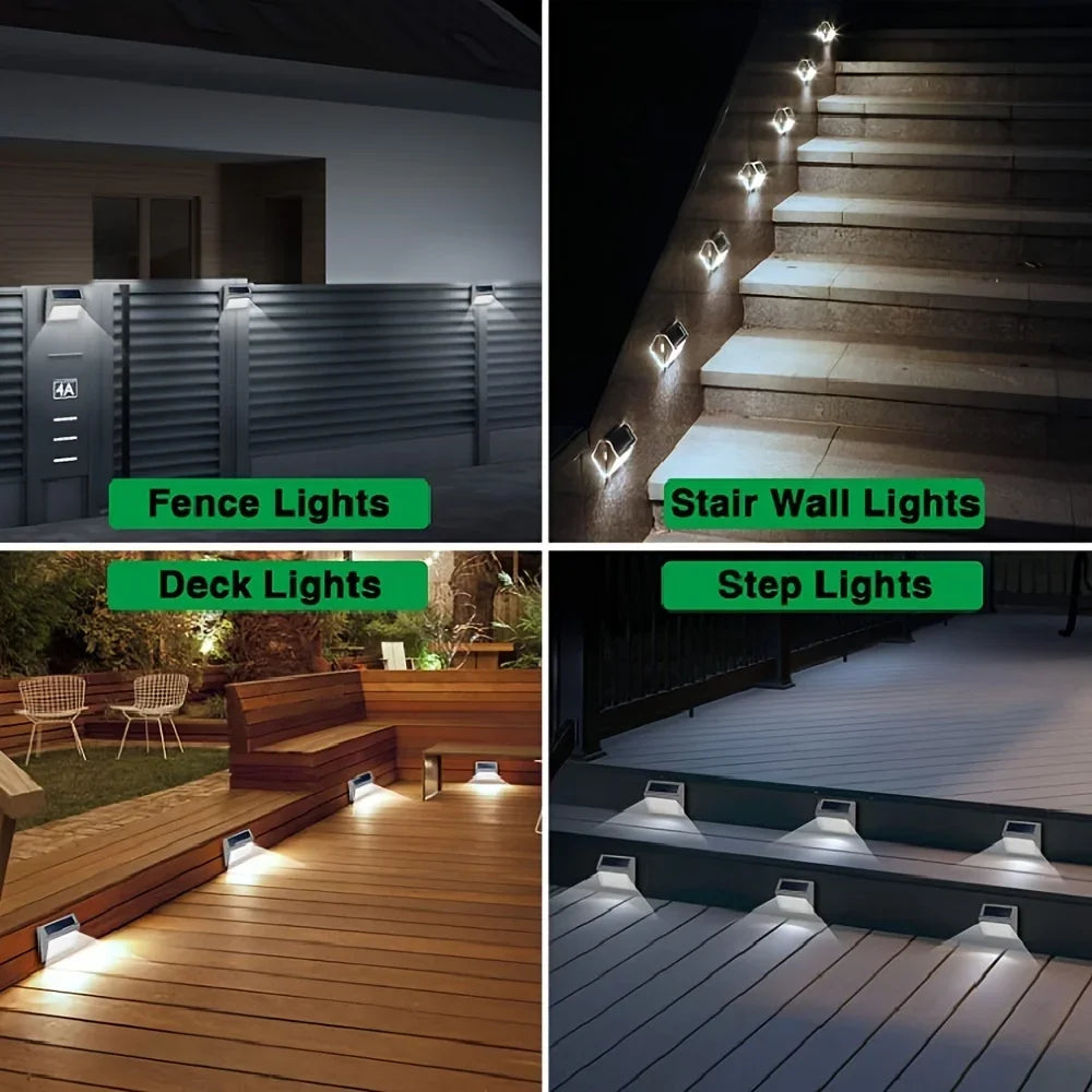 1~10pcs Solar Stair Lights Waterproof Yard Garden Light for Outside Patio Stainless Steel Solar Lamp Outdoor Fence Decor