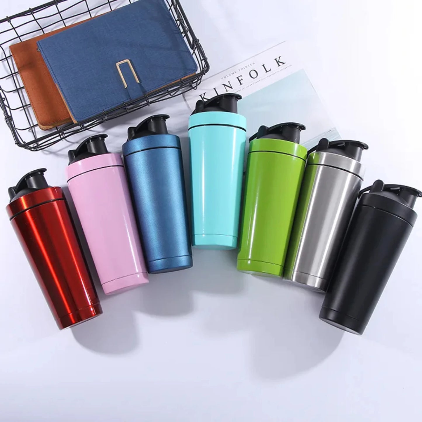 Double Layer Stainless Steel Thermos Cup 26oz Fitness Protein Powder Shake Cup Multifunction Sports Water Bottle