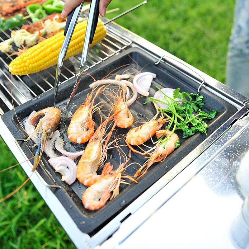 BBQ Frying Grill Plate BBQ Frying Pan Non-Stick Grill Plate Kitchen Cooking Picnic Outdoor Barbecue Grill Pan Plates 30*25cm