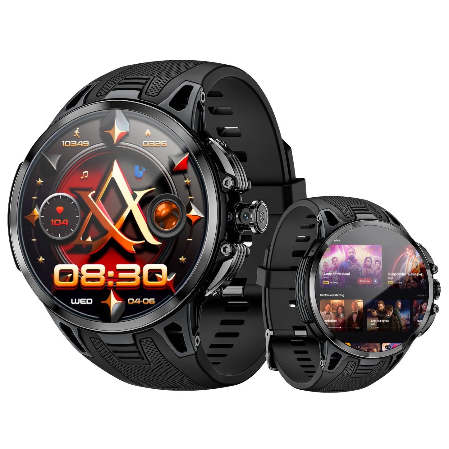 LOKMAT New APPLLP 4 Pro Android Watch Phone 4G SIM Card Smart Watch Full Round Amoled Touch Screen Camera Video Calls Fitness