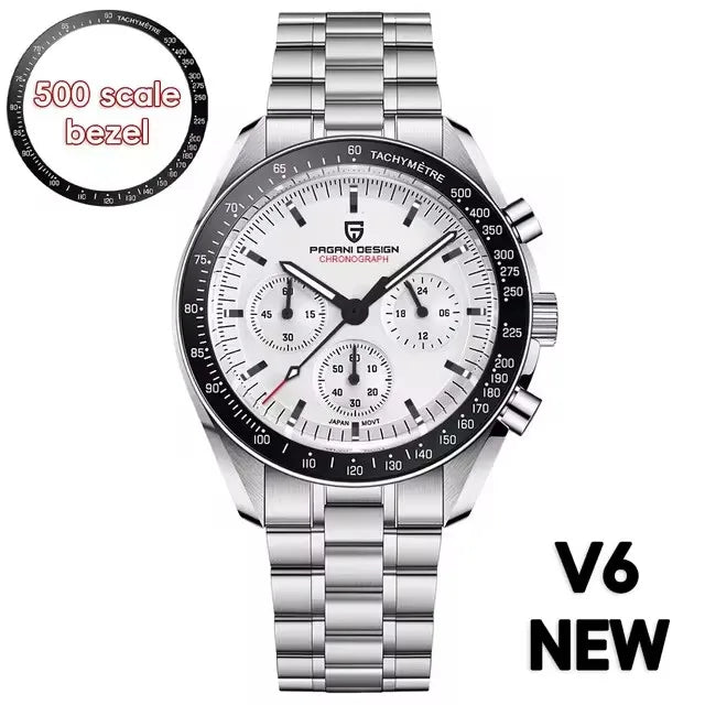 PAGANI DESIGN V4 New Quartz Men's Automatic Date Speed Chronograph Sapphire Mirror Sport Waterproof Watch All Steel VK63 Watches