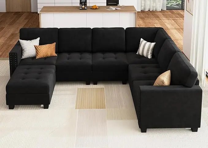 Velvet Convertible Sofa L Shaped Couch with Storage Ottoman Corner Sectional Couch with Reversible Chaise, Sofa Living Room