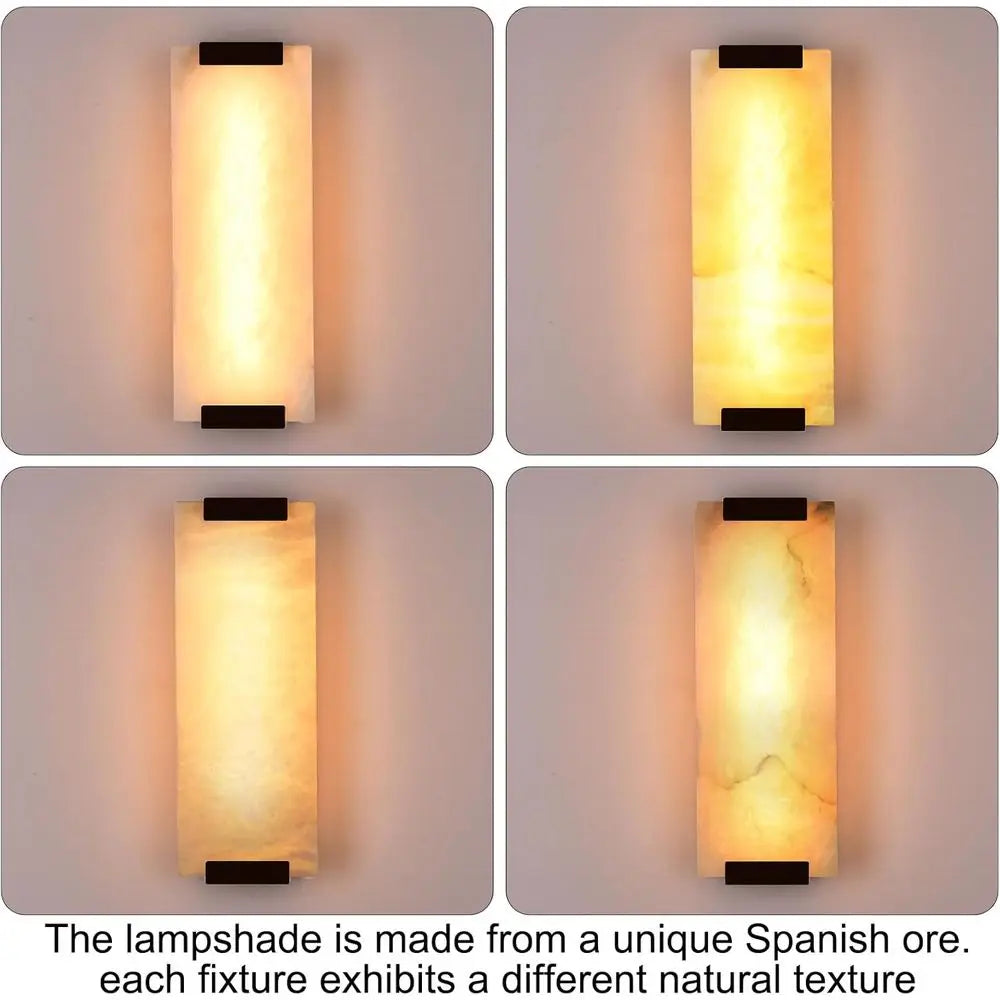 14.2 Large Alabaster Marble Wall Sconces Set, LED Modern Lighting for Home Decor