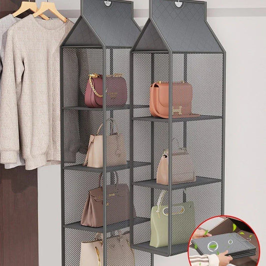 Wardrobe Closet Transparent Storage Bag Hanging Handbag Organizer Underwear Bra Organizer Storage Washable