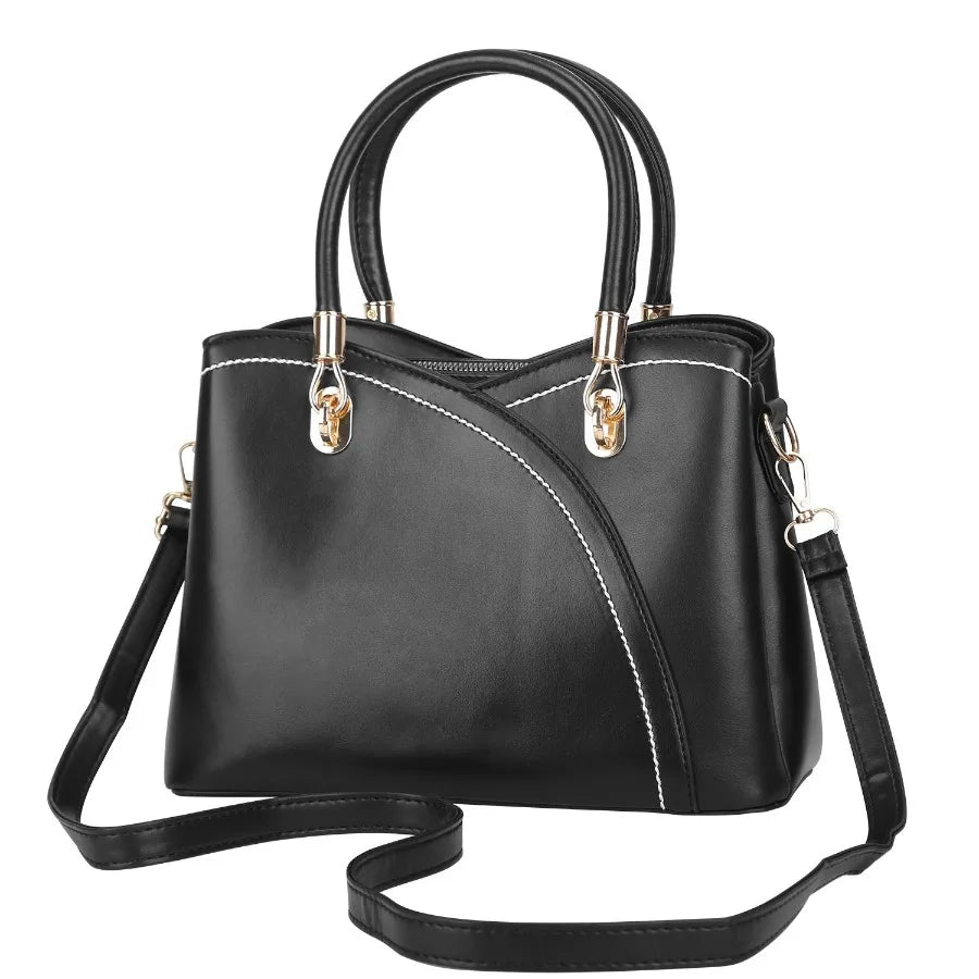 Women Handbags Chic Tote Bags for Ladies Mediumsized Leather Satchel Crossbody Bag with Stylish Stitching Detachable Strap