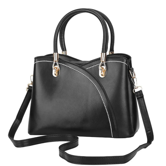 Women Handbags Chic Tote Bags for Ladies Mediumsized Leather Satchel Crossbody Bag with Stylish Stitching Detachable Strap