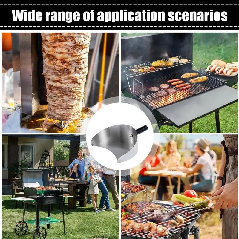 Handheld Meat Catcher Stainless Steel Meat Catcher Heat Resistant Barbecue Shovel for Kitchen Barbecues Outdoor Camping