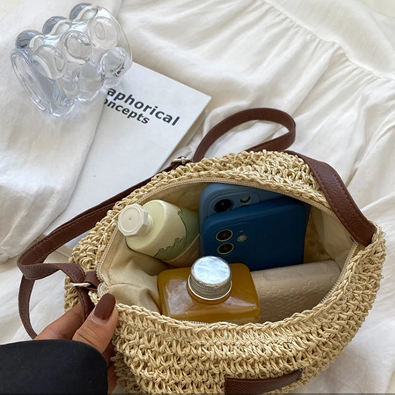2025 Ladies Fashion Summer Straw Crossbody Bag Women Beach Holiday Shopping Woven Shoulder Handbag Messenger Purses For Bags