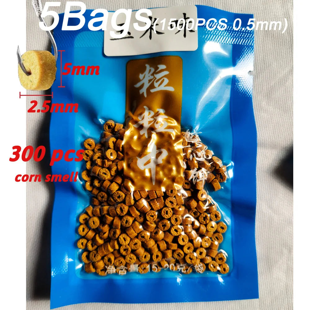 5 Bags Fishing Feed Attractant Hollow Granular Lure Nutrition Food Fishy Flavor Scent Pesca Carp Atomization Bite Hook Soft Bait