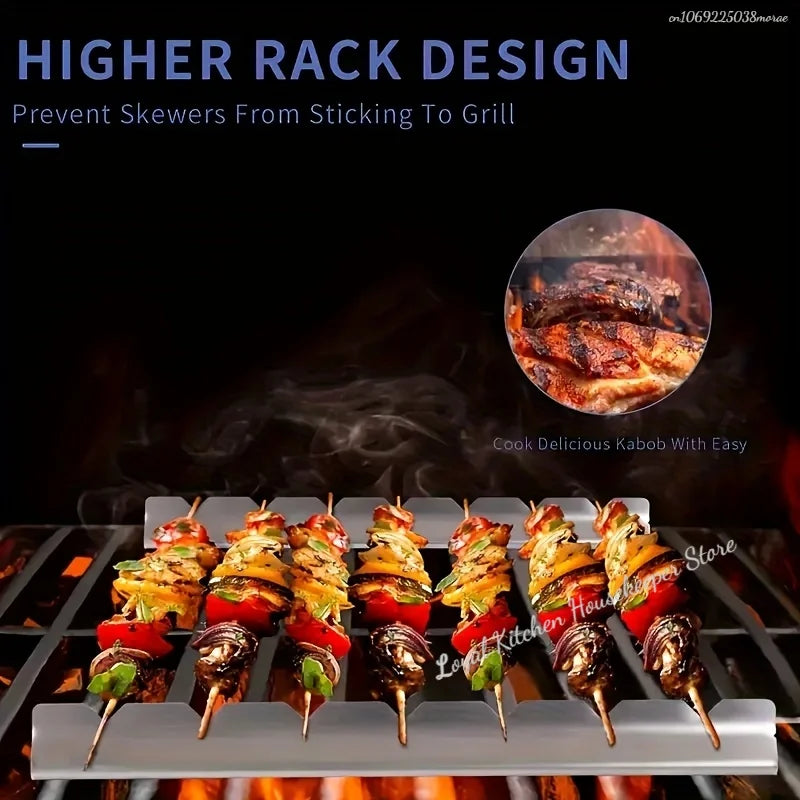 2pcs Kebab Rack Kebab Stands Skewer Holders Universal Suitable for Barbecue For Kitchen Patio Home Outdoor Camping BBQ Tools New