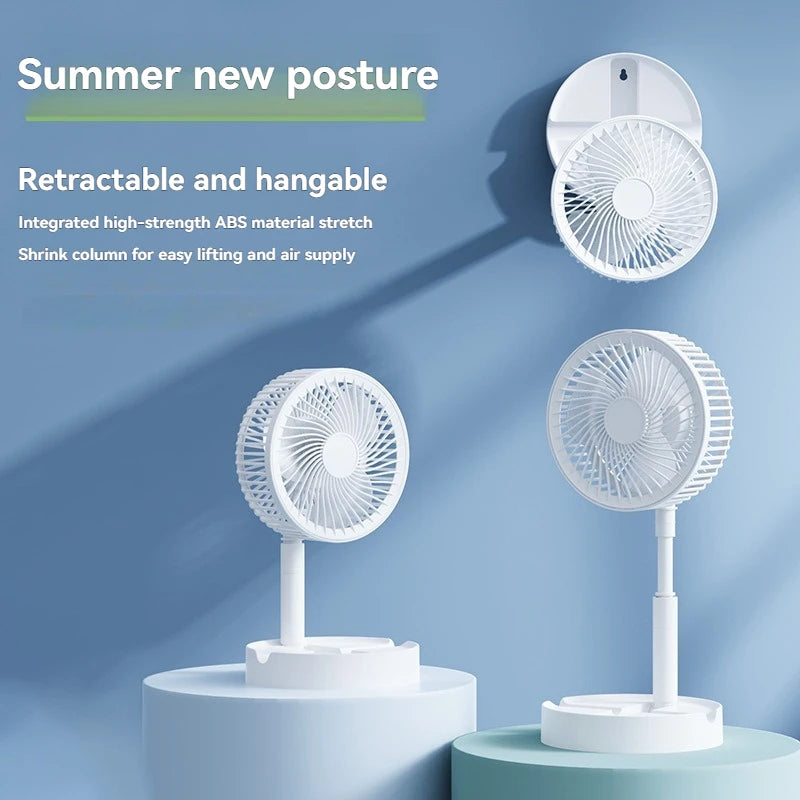 Folding and telescopic fan, portable USB charging, long battery life, silent small electric fan