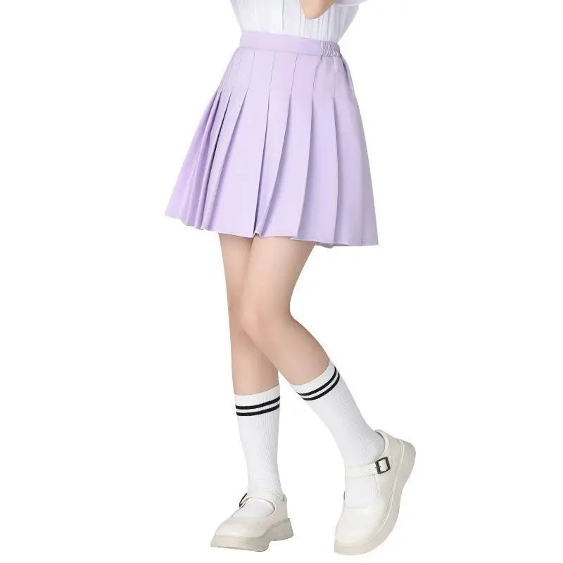 Children Kids Girls Skirts Summer New Infant Babys Girls Preppy Pleated Skirts Solid Trendy 4-14Y Junior Girls Ruched Cullottes