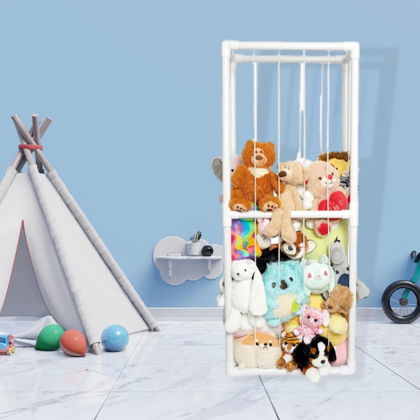 Stuffed Animal Storage Toy Organizer Nursery Toy Organizer Holds up to 250kg Large Toy Storage Shelf for Bedroom Playroom