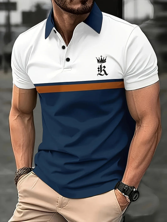 Men's Fashionable Casual Short-Sleeved Buttoned Men's Polo Shirt, Lapel Shirt Pullover for Men