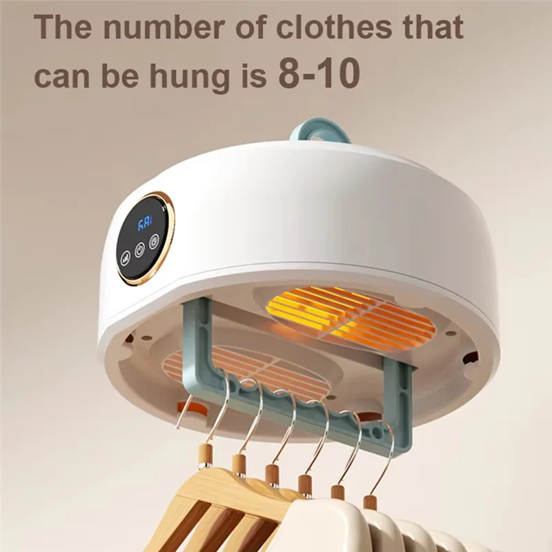 ABKJ-Clothes Dryer With Heater Fan, Travel Garment Drying Hanger Laundry Air Dehydrator With Timing Function US Plug