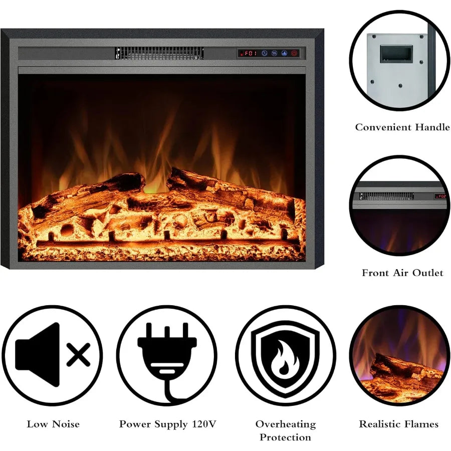 Electric Fireplace 28 Electric Fireplace Inserts for Living Room Wall Mount Recessed Fireplace Heater with Remote Control Adjus
