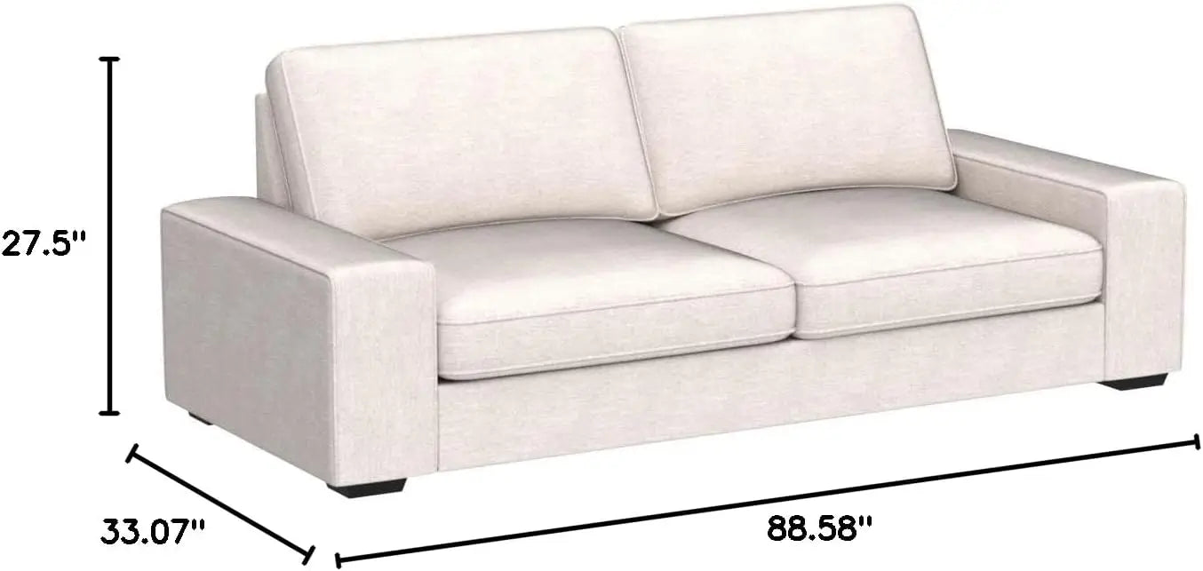 88.58" Modern Sofas Couches for Living Room, Chenille Sofas & couches with Square Armrest, Removable Low-Back Sofa Cushion and