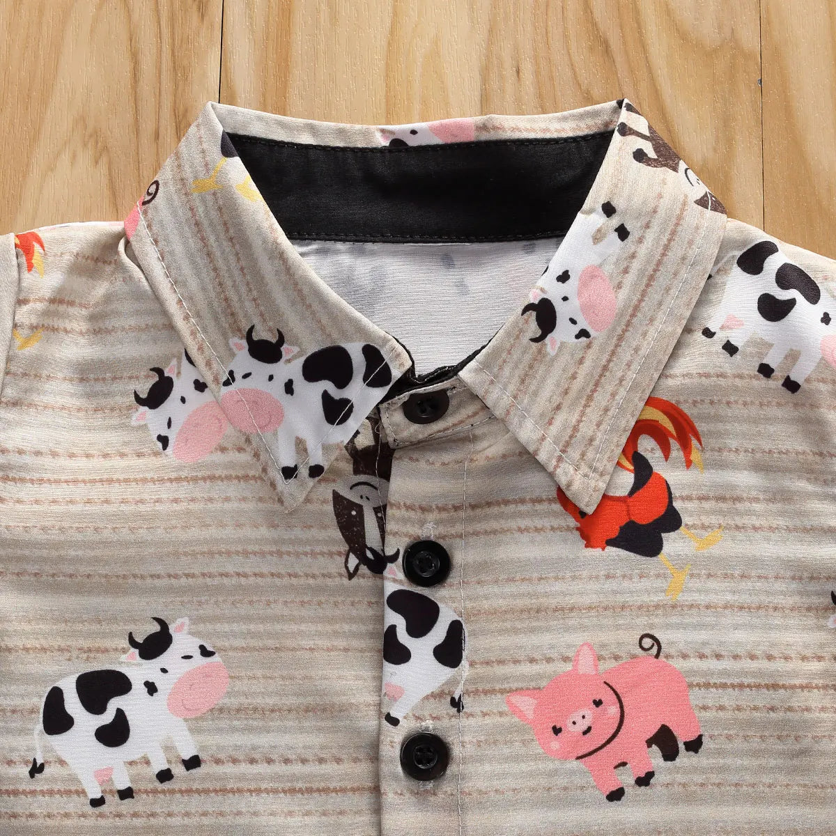 Lioraitiin 0-5years Toddler Boy Summer Clothes Set, Short Sleeve Printed Button Shirt+Solid Color Shorts Outfit