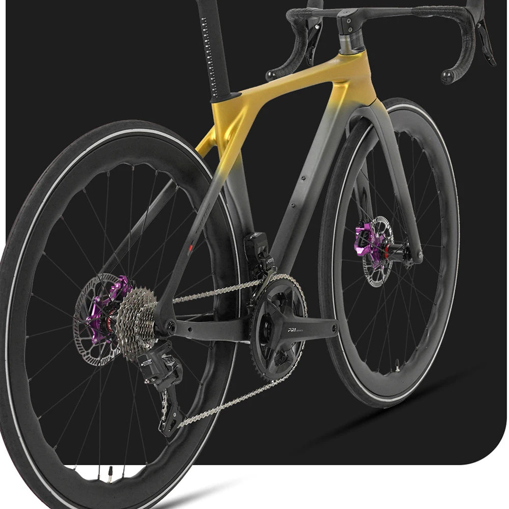 TWITTER Full Carbon Light Weight Road Bike Wireless WheelTop EDS 24S Racing Bicycle 4-Piston Disc Brake With 50mm Carbon Wheels
