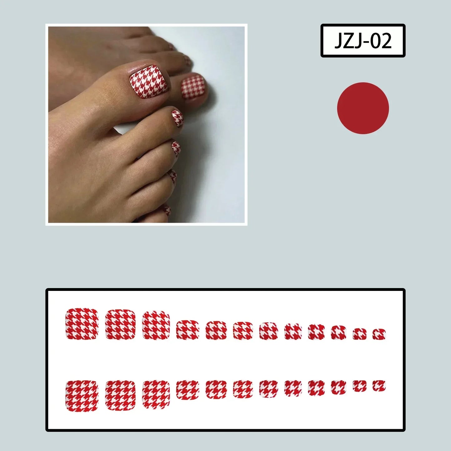 24pcs New Summer False Toe Nail Matte Cute Short Fake Toenail Tips For Girls Lady Fashion Simple Red Square Press On Toe Nails