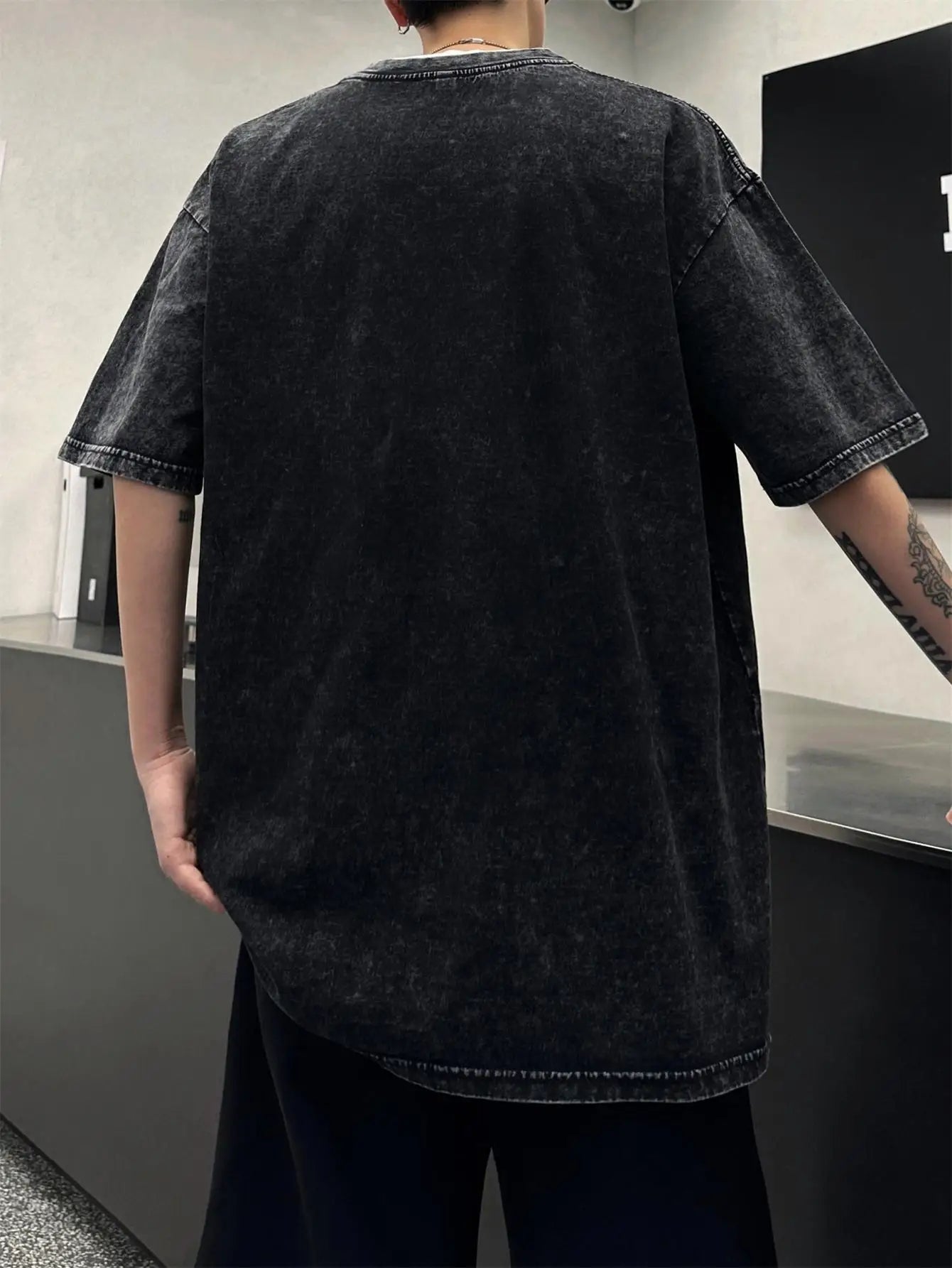 Vintage Washed Men's Letter Graphic T-Shirts Loose 100% Cotton Y2k Clothing Short Sleeve Crew Neck Tee Male Tops Summer Harajuku