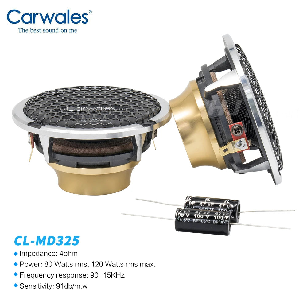 2pcs 3.5 Inch Midrange Speaker 80W rms power Car Audio Sound System Speaker audio horn High Fidelity Pure Vocal Speaker