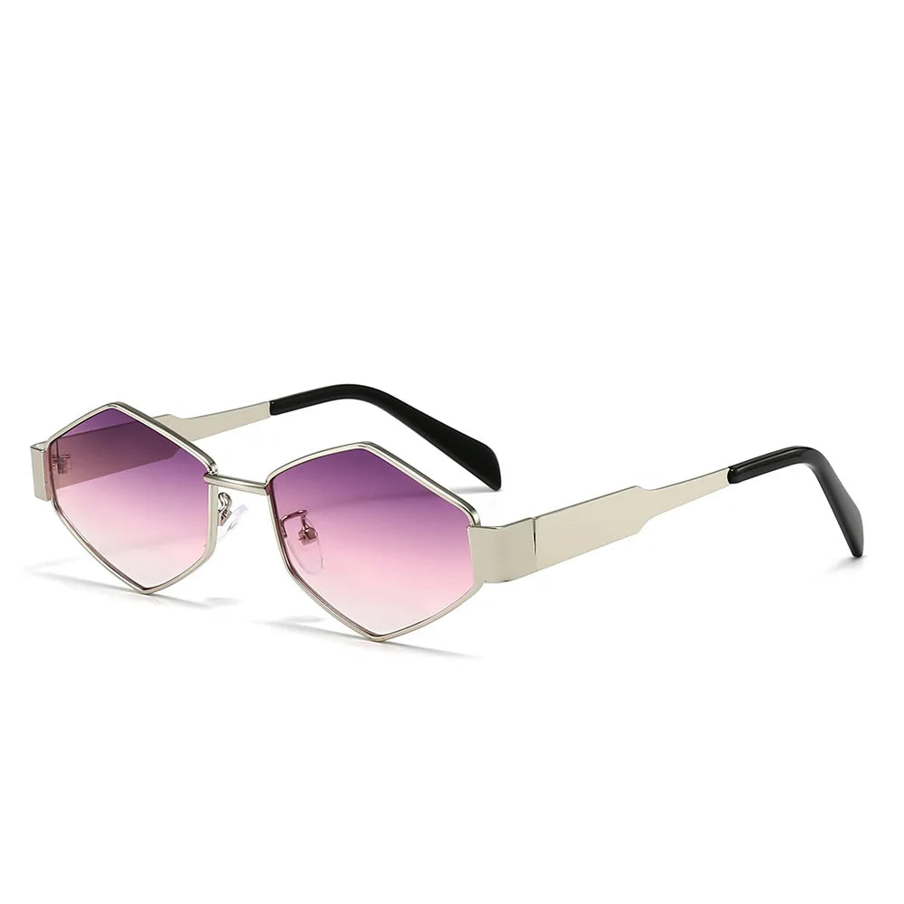 Womens Designer Sunglasses Retro Small Rhombus Frame Arc Oval Frame Sun glasses for Men Metal Mirror Legs Green Lens Luxury