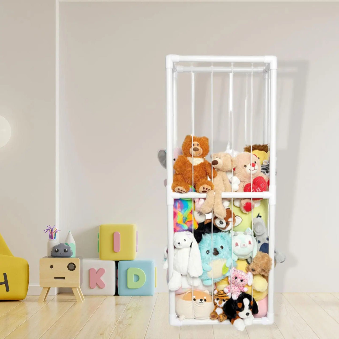 Stuffed Animal Storage Toy Organizer Nursery Toy Organizer Holds up to 250kg Large Toy Storage Shelf for Bedroom Playroom