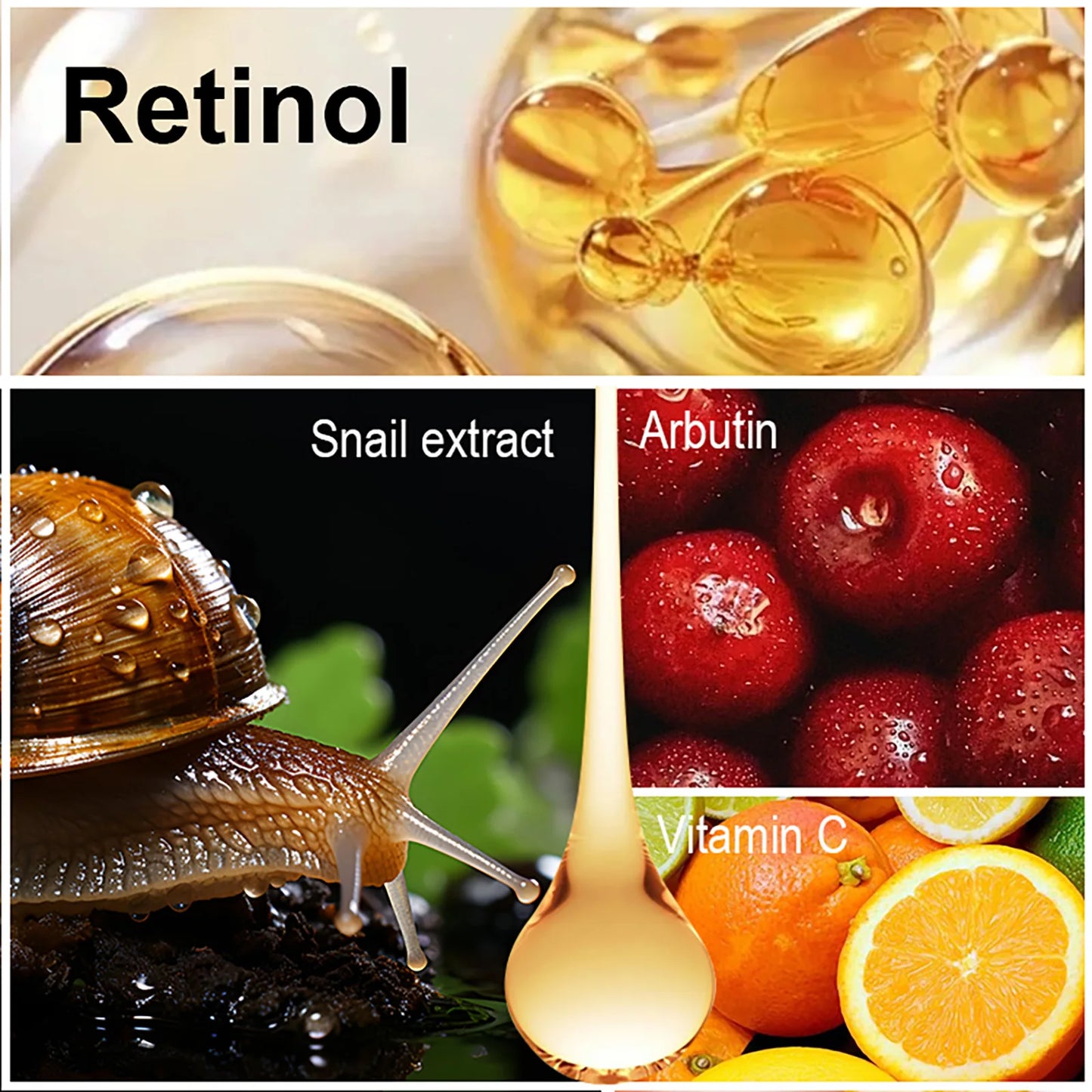 LKIAE Real Retinol Whitening Skin Care Set, Moisturizing, Reduce Wrinkles, Dark Spots, Anti-Aging, With Collagen, Snail Extract